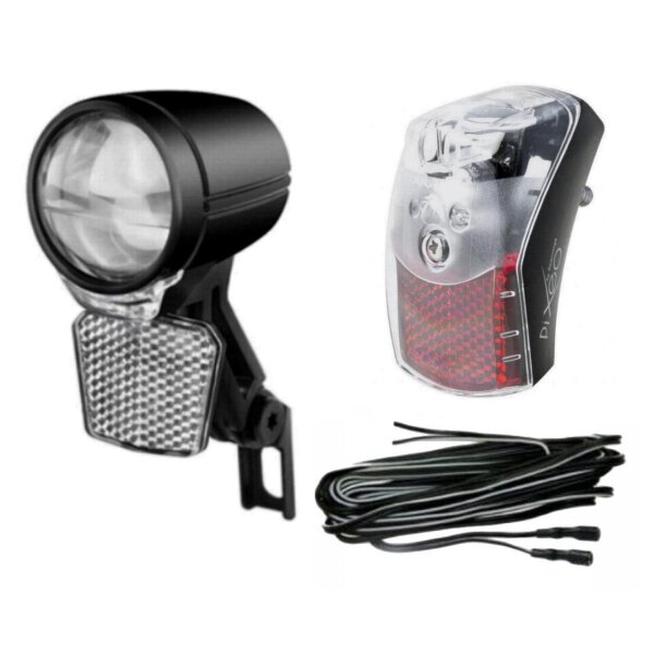 Rico E-bike Led Scheinwerfer 60LUX+Rücklicht Pixeo Schutzblech Set