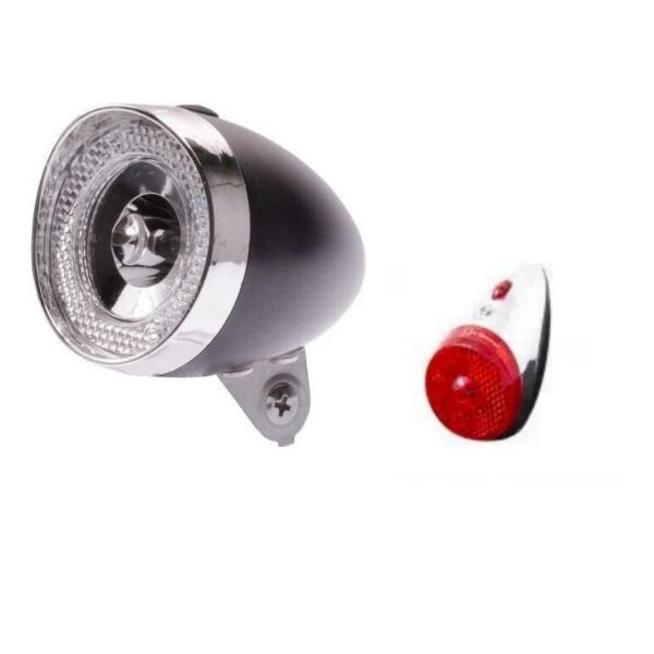 Retro CLASSICO LED Schwarz  + Retro Batterie Schutzblech Rücklicht Set inkl.Prüfzeichen