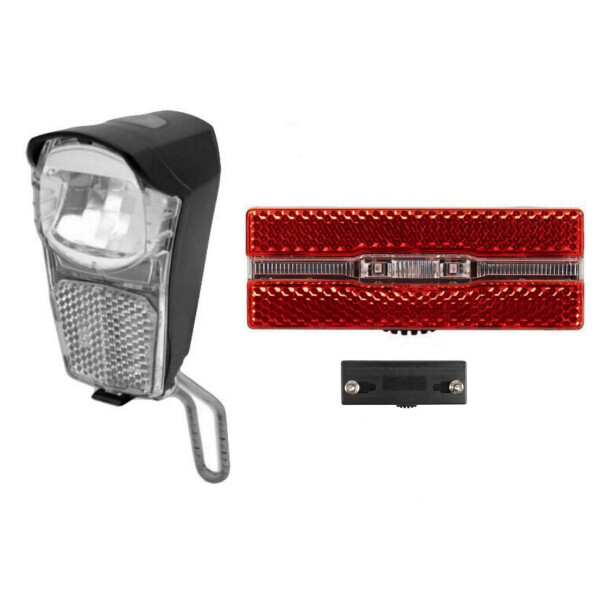 LED Batterie Scheinwerfer + Led Gepäckträger Rücklicht inkl.Prüfzeichen
