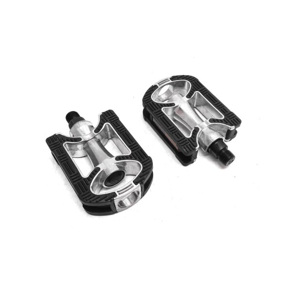 Pedal 9/16 ". Aluminiumgehäuse, rutschfest,schwarz-silber