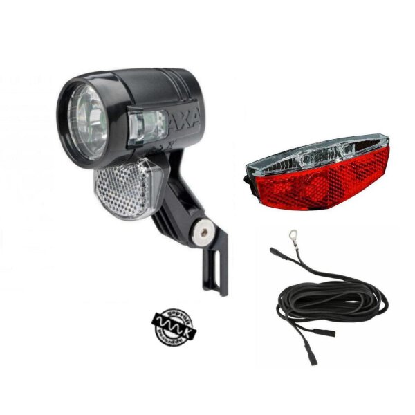 AXA BLUELINE 30 LUX E-BIKE 6-12V E,Scheinwerfer,mit Kabel+Rücklicht Set