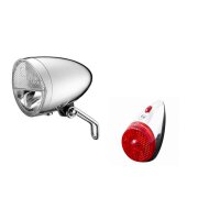 Retro Scheinwerfer LED-UN4980-CHROM  + Retro Batterie...