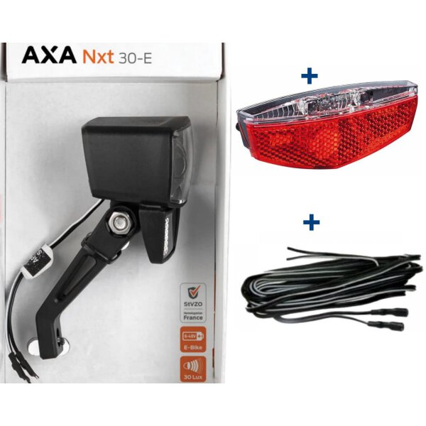 AXA NXT LED-Scheinwerfer schwarz, für E-Bike 6V-48V,Echte 30 Lux,Reflektor+Rücklicht+Kabelset #1