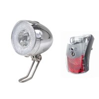 Retro LED-Scheinwerfer CHROM  + Pixeo Led Rücklicht...