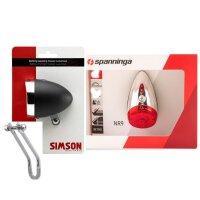 Retro Batterie Led Scheinwerfer Simson-Schwarz  + Retro Batterie Schutzblech Rücklicht Set
