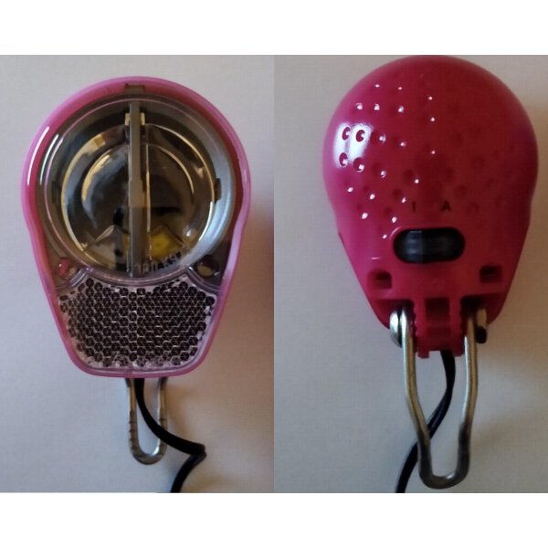 Scheinwerfer Roxeo XDA Nabendynamo LED - ROSA 25LUX + Tagfahrlicht #1