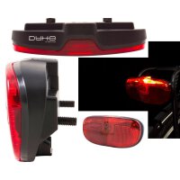 Rico LED Batterie Scheinwerfer + Spanninga Duxo Gepäckträger Led Rücklicht