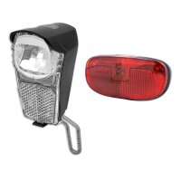 Rico LED Batterie Scheinwerfer + Spanninga Duxo Gepäckträger Led Rücklicht