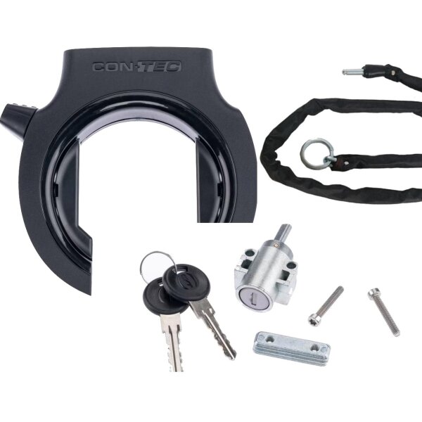 Contec Level 10 Rahmenschloss+BOSCH Akku Schloss+ Steckkette 100x5,5mm Schwarz