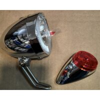 Vintage LED-Scheinwerfer 30UX,CHROM  + Vintage  Batterie...