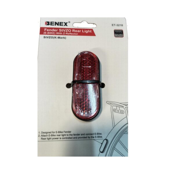 BENEX E-Bike Rücklicht ET-3218 Schutzblech Rücklicht NEUSTE RUND UM LED