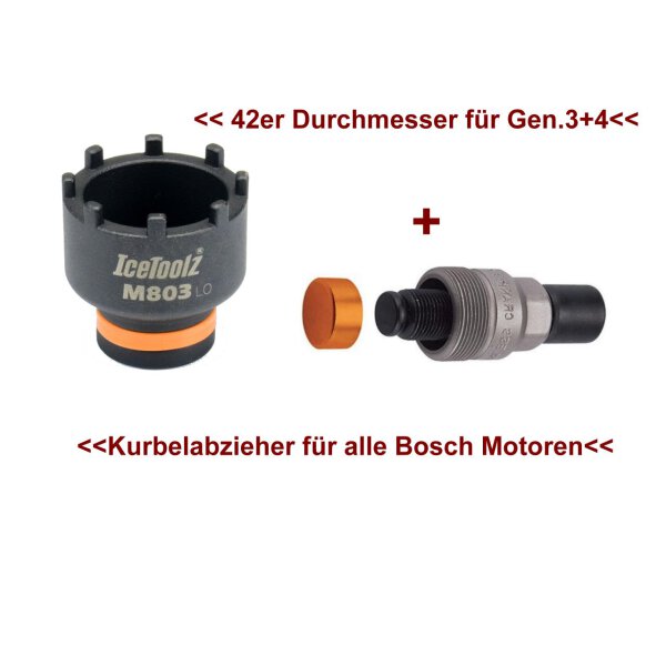 Spider,Abzieher,Verschlußringl IceToolz M803 für Bosch Gen.3+4 + Kurbelabzieher Set